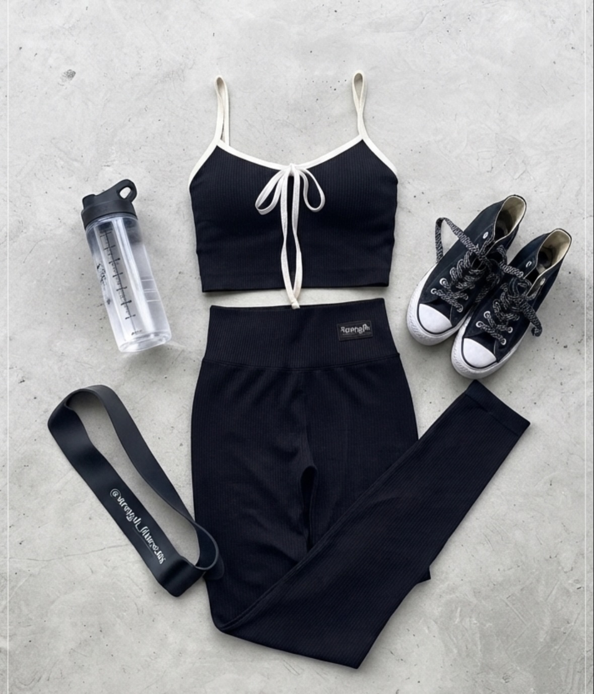 Conjunto deportivo negro de top y pantalón